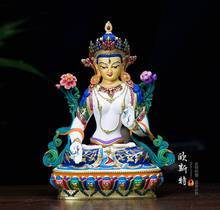 TOP GRADE GOOD BUDDHA -BLESS FAMILY HOME SAFETY HEALTH LUCK EFFICACIOUS TALISMAN TIBET WHITE TARA PAINTED BUDDHA STATUE 2024 - buy cheap