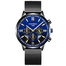 Reloj de negocios creativo para hombres, cronógrafo de cuarzo, a la moda, de pulsera de acero inoxidable, con calendario, Masculino 2024 - compra barato