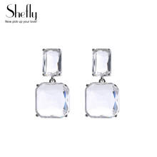 Fashion Geometric Drop Earrings for Women New Bijoux Triangle Transpar Square Glass Drop Earring Statement Ear Jewelry Gift 2019 2024 - buy cheap