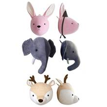 Cute Elephant Rabbit Deer Plush Stuffed Dolls Wall Mount Animal Head for Kids Room Kindergarten Decorative Toys 2024 - buy cheap