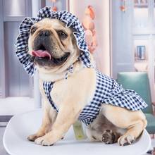 Pet Plaid Dress With Hat Spring Summer Dog Clothes For Small Dogs Teddy Chihuahua Cat Clothes Tutu Skirt Puppy Cat Costumes 2024 - buy cheap