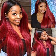 1B/Burgundy Ombre Bundles With Closure Straight Hair 3 Bundles With Closure Remy Brazilian Human Hair Weave Bundles With Closure 2024 - buy cheap