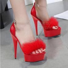 6 Inch Platform Ostrich fluff High heels Nightclub Sxey Stage Show Pole dance shoes Models Stripper heels Party Mature Elegant 2024 - buy cheap