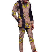 Vintage Fashion Men's Suits Patchwork Shirts+African Pattern Pants Set Clothes Male Outfits Custom Nigerian Festival Garments 2024 - buy cheap