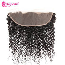 AliPearl Hair Brazilian Curly Lace Frontal with Baby Hair Free Part Human Hair Color 1b Remy Hair Free Shipping 2024 - buy cheap