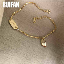 Ruifan-pulsera gruesa de Plata de Ley 925 con letras de la suerte para mujer, brazalete de oro blanco y oro, joyería femenina, YBR177 2024 - compra barato