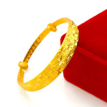 Luxury Yellow Gold Plated Bracelet Bangle For Women Classic Gypsophila Bracelet Hand Chain Wedding Birthday  Fine Jewelry Gifts 2024 - buy cheap
