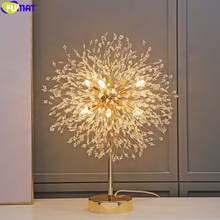 Aberat luminária de mesa cristal k9, lâmpada de mesa bola de dente de leão g9, luminária de mesa led pompom estilo artístico moderno, decoração criativa, galvanização dourada 2024 - compre barato