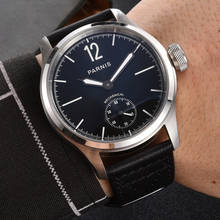 Parnis-reloj mecánico de cuerda manual para hombre, accesorio masculino de pulsera de acero inoxidable, esfera negra, 46mm, nuevo 2024 - compra barato