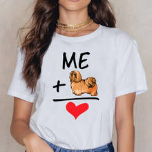 Tops T Shirt Women Me Plus My Shih Tzu Equals Love Cute Dog Owner Fun  Hip Hop Vintage Print Female Shirt 2024 - buy cheap