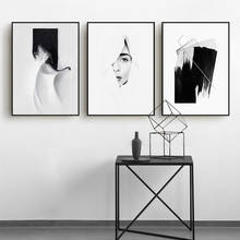 Pôsteres nórdicos de personagens preto e branco, arte de parede para decoração, sala de estar 2024 - compre barato