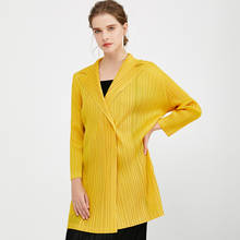 Женская блузка большого размера на весну и лето 2020, куртка с отворотом eam, повседневное готическое пальто средней длины на одной пуговице, рубашка Miyake TP5199 2024 - купить недорого