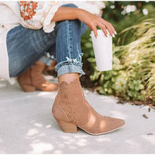 Autumn Women Ankle Boots Suede Short Boot Zip Sewing Pointed Toe Ladies Short Boot Chunky Heels Female Shoes Plus Size Drop Ship 2024 - buy cheap