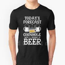 Cornhole Funny Forcast Bean Bag And Beer Tailgate T Shirt Men Cotton Cotton S-6Xl Cornhole Backyard Funny Cornhole Your Hole Is 2024 - buy cheap