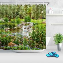 Park Garden Tree Flower Pond Nature Landscape Shower Curtain Bathroom Polyester Waterproof Fabric Curtains Home Bathtub Curtain 2024 - buy cheap