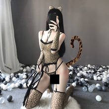 Sexy Leopard Print Cosplay 2020 New Lace Garter Leopard Print  Uniform Women Wild Animal Halloween Night Club Cat Fancy Dress 2024 - buy cheap