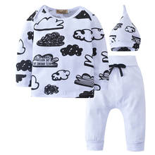 Conjunto de roupa infantil com 3 peças, camiseta e calça de manga longa com estampa de nuvem para bebês recém-nascidos meninos e meninas 2024 - compre barato