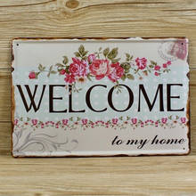 Cartel de bienvenida para casa de hojalata, decoración de pared de jardín de casa Vintage, 20x30cm 2024 - compra barato