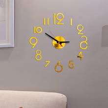 2021 novo espelho acrílico diy relógio de parede 3d adesivos de parede grande decorativo relógios quartzo design moderno 2024 - compre barato