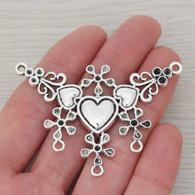 Pingente coração flor boho grande 3 x, conector de amuleto para colar jóias fazendo descobertas 65x45mm 2024 - compre barato
