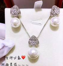 Juego de cadena y pendientes de perlas blancas de agua dulce, joyería noble, 10-11mm, envío gratis 2024 - compra barato
