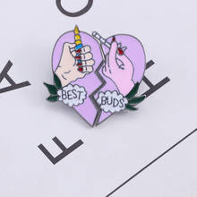 2pcs BEST BUDS Brooch Pins Broken Heart Cigarette Lighter Brooches For Women Pink Enamel Pin Button Best Friends Jewelry Gifts 2024 - buy cheap