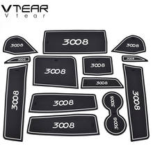 Vtear para peugeot 3008 3008gt tapete de porta de borracha antiderrapante almofada de copo decoração interior acessórios porta slot almofada 2020-2017 2024 - compre barato