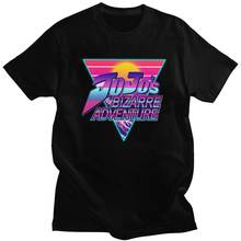 Synthwave Jojo Bizarre Adventure T Shirt Men Short Sleeve Cotton Anime Tee O-neck Streetwear 80s Retrowave Neon Manga T-shirt 2024 - buy cheap