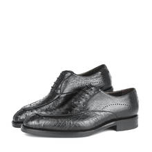 Sipriks sapatos casuais masculinos de couro de avestruz, de luxo, preto, com cadarço, para escritório, de negócios, sapato de cavalheiro, para casamento 2024 - compre barato