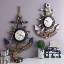 MEDITERRANEAN RETRO ANCHOR CLOCK BEACH SEA THEME NAUTICAL SHIP WHEEL RUDDER STEERING WHEEL DECOR WALL HANGING DECORATION 2024 - buy cheap