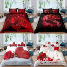 Flowers Red Rose 3D Printed Comforter Bedding Set Adult Duvet Cover Sets Bedroom Luxury Queen Full Single King Size 2024 - buy cheap