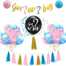 Conjunto de globos de confeti para niño o niña, cartel de exposición de género, suministros de decoración de fiesta para Baby Shower, 27 Uds. 2024 - compra barato