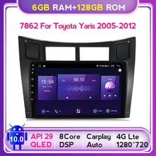 API 29 6G + 128G QLED Android 10 для toyotai Yaris 2005-2012 9 дюймов Автомобильный мультимедийный DVD плеер GPS навигация 2din Авторадио DVD 2024 - купить недорого