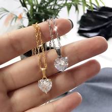 Cute Crystal Heart Necklace For Women Gold Color Fashion Jewelry Gift Minimalist Cubic Zircon Pendant Necklace Valentine jewelry 2024 - buy cheap
