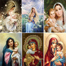 Pintura diamante religiosa de diamante hadas, full round, mosaico de diamante religioso, imagem diy de diamante da virgem maria 2024 - compre barato