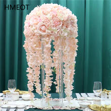 Custom Rose Hydrangea Artificial Flower Ball With Hanging Cherry Vine Wedding Table Floral Arrangement Centerpiece Decor Bouquet 2024 - buy cheap