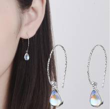 Fashion Moonstone Stone Earrings 925 Sterling Silver Earrings For Women Beautiful New Korean Female Ear Jewelry oorbellen 2024 - buy cheap