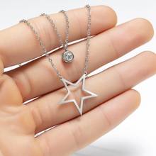 Geometric Jewelry Double Layer Stainless Steel Gold Star Necklaces for Women Crystal Star Choker Necklace Heart Pendant Collier 2024 - buy cheap