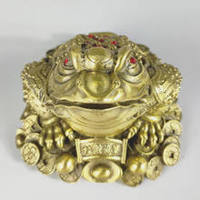 Изысканная интересная китайская Коллекция украшения дома латунная Золотая жаба богатство благоприятная статуя 2024 - купить недорого