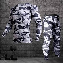 Camisa de compresión para hombre, Kit de Leggings Rashguard, Top de manga larga para entrenamiento físico, ropa interior térmica, Base 2024 - compra barato