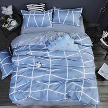 Juego de ropa de cama a cuadros, cobertor de edredón azul de lujo, funda de cama + funda de almohada, colcha de rejilla individual, tamaño queen y king, 50 Uds. 2024 - compra barato