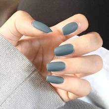 24PCS/box Pure Color Frosted Haze Blue Gray press on Nails Patch Long Square Head Girls Suitable Decor Fake Nails with Glue TN 2024 - buy cheap