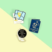 Синяя базовая карта, глобус, паспорт, отворот, эмаль, булавка, стильная брошь, сумка, одежда, отворот, булавка, Саша, значок, мультфильм, ювелирное изделие, подарок для детей 2024 - купить недорого