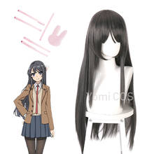 Sakurajima Mai-Peluca de cabello sintético liso para chica conejito Senpai, peluca de pelo largo liso de color gris 2024 - compra barato