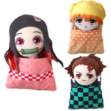 Brinquedos de pelúcia bonito demônio slayer com colcha de pelúcia pelúcia boneca plushie nezuko zenitsu tanjirou giyuu inosuke kimetsu crianças anime brinquedos 2024 - compre barato