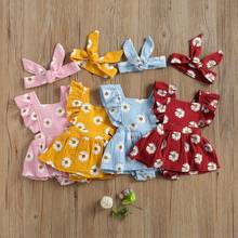 Newborn Baby Girls Daisy Flower Rompers Skirts with Headband Baby Summer  Bodysuits Clothes Headdress Outfits 2024 - buy cheap