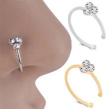Body Jewelry Stainless Steel Nose Ring punk Piercing Crystal Rhinestone Nose Ring Hoops Piercing Bone Stud Jewelry 2024 - buy cheap