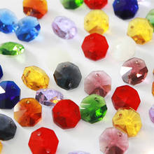 Camal-Cuentas sueltas octogonales de cristal Multicolor, 1 Agujero/2 agujeros, lámpara de araña, piezas de iluminación, artesanía de cortina, bricolaje, 14mm, 100 Uds. 2024 - compra barato