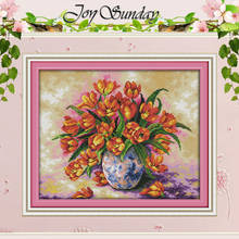 Colorful tulips Patterns Counted Cross Stitch 11CT 14CT Cross Stitch Set Wholesale Flower Cross-stitch Kit Embroidery Needlework 2024 - buy cheap