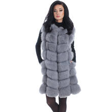 90 CM Medium Long Artifical Fox Fur Vest Women Winter Fashion Faux Fox Fur Vests Woman Warm Fake Fox Fur Coats Female 2024 - buy cheap